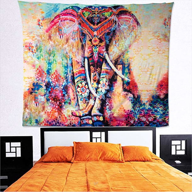 tapiz elefante indio pared, cama, decorar